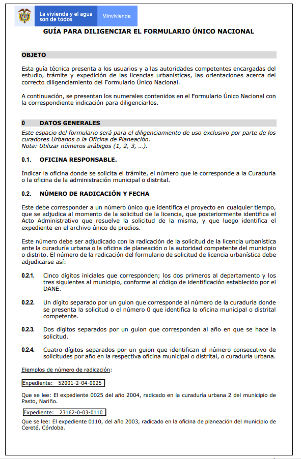 GUÍA DE DILIGENCIAMIENTO FORMULARIO ÚNICO NACIONAL